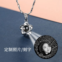 Projection custom photo lettering 999 sterling silver necklace female pendant engraved name collarbone chain birthday gift for girlfriend