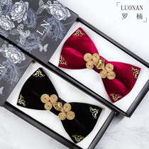 Luo Nan original velvet bow tie red black hand-sewn Chinese style Chinese style Xiuhe wedding wedding bow