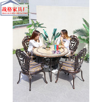 Outdoor Patio Garden Villa Balcony Leisure Cast Aluminum Table And Chairs Combined Outdoor Open-air Eurostyle Iron Imitation Marble