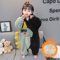 Girl flannel connexion fall winter children winter coral village girl baby plywood baby home suit