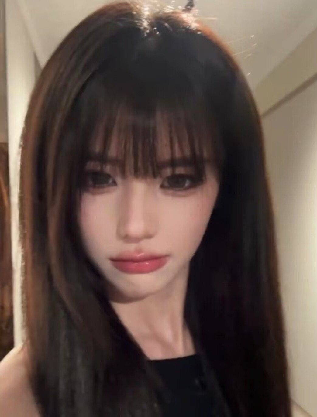 真我黑长直漫画齐刘海假发套 全真发整顶设计 自然隐形无痕贴合 长发飘逸顺滑