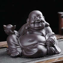 Zisha tea pet ornaments to attract wealth wishful Buddha Maitreya tea set tea table tea tray Zen tea ceremony accessories