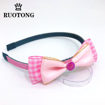 Korean childrens hairband hairband Princess Girl non-slip headband hair accessory clip pink bow headgear