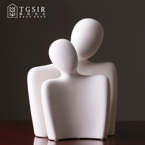 Modern minimalist couple ornaments living room creative love ceramics abstract art figure sculpture home decoration