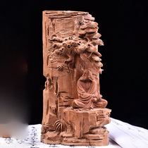 Indian old mountain sandalwood carving whole material carving Dharma handicraft character ornaments play collectible decorative gifts