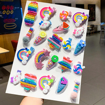 Childrens hair accessories Rainbow hairpin female headdress Korean net red edge clip Girl hair card little girl cute card bb clip