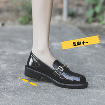 Tide Card Small Leather Shoes Women Inglust 2022 New spring 100 lap Soft leather One foot pedal Lefu Shoe heel Single shoe