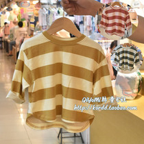 Chiumii Discount South Korea Imported Child Clothing Spring Autumn Boy Girl Child Loose Horizontal Striped Casual T-shirt S2
