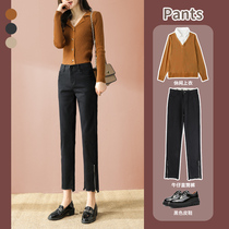 Black jeans womens straight pants high waist loose 2021 autumn and winter new fashion thin nine points womens cigarette tube pants