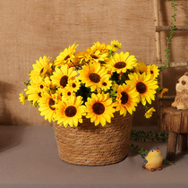 Garden Gardening Sunflower Potted Plastic Bouquet Flower Arrangement Living Room Dining Room Table Furnishing Fields Garden Wind Swing Piece Fake Flower Decoration