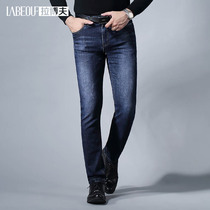 Labov jeans Mens mid-body straight cylinder mid-waist thin section long pants multi-pocket straight drum fall pants