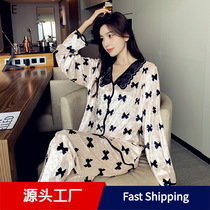 (Factory) 2022 Network Exploits Increased Loose Gold Velvet Pyjamas Woman Autumn Winter Long Sleeve Suit Fat MM Generation