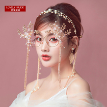 Cute bride Korean retro gold chain hair shape exaggerated glasses wedding dress dress photo jewelry