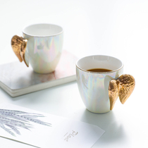 Nordic light luxury creative ceramic mug gold gold angel wings Cup coffee cup black tea cup gift water Cup