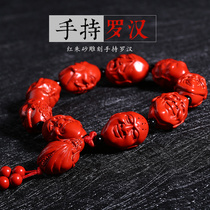 This years gift Vermilion cinnabar carving twelve Zodiac arhant beads handstring men and women couple jewelry bracelet