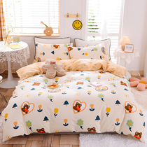 40 cotton bed four-piece cartoon style simple cotton cotton students three-piece bedding set spring and autumn