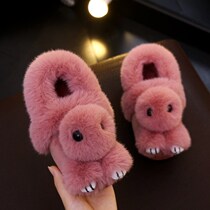  Womens shoes Childrens cotton shoes Womens girls cartoon slippers Winter velvet Princess plush home doll Children