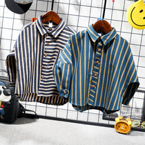 Boy spring long sleeve shirt baby Korean plaid shirt 2021 new children Foreign style loose coat autumn