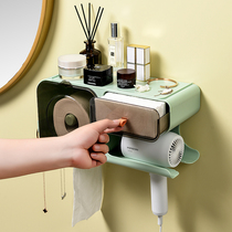 Punch-free paper towel rack toilet bathroom hair dryer rack wall-mounted waterproof paper roll face towel rack