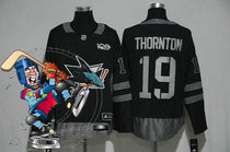 San Jase Shurks 19 THORNTON 88 BURNS 100th Hockey Jersey