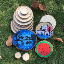 diy decoration painting nursery school children graffiti painting white embryo year round wood chip round wood head sheet child propylene painting