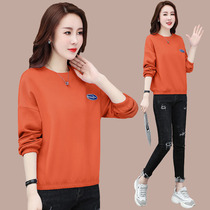 Fashion Short bunches Waist Round Neckline ladies Aging Blouses 2022 New Spring and Autumn Fashion Korean Edition Loose T-shirt