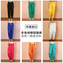 Indian clothing with top light and thin Indian imported side-covering pants spring and summer pants multi-color cotton pleated pants