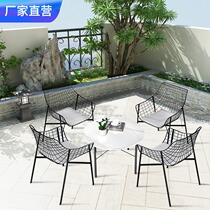 Net red outdoor rooftop terrace outdoor coffee milk tea negotiation meeting guest exhibition leisure iron rock board table and chair kit
