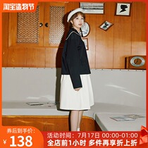 Nap homemade Japanese navy collar short coat womens spring and autumn 2020 new black wild college style loose top