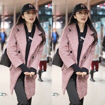 Autumn and winter New Han Xue star same plaid coat Korean version of long tassel wool jacket women tide
