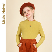 LittleNaive small naive autumn clothes base shirt girls foreign sweaters long sleeves small children base knitted sweater