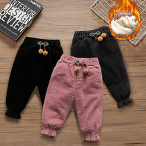 Girl gush pants outside wearing foreign air casual cotton pants children 1-3 years 2 baby light core suede winter thick trousers