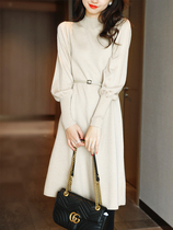 JOLIMENT Wool Knitted Dress Women 2021 New Early Spring Bubble Sleeve with Coat Long Sweater Dress