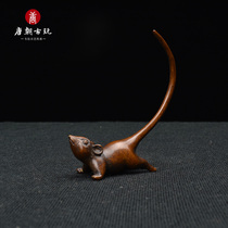 Bronze small tea pet tea play ornaments copper mouse long tail rat fortune study living room bronze small ornaments collection gift
