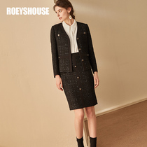 Luo Yi temperament small fragrant wind suit women winter New tweed coat skirt black two-piece set 01226