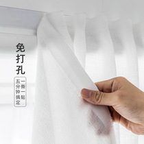 Velcro curtains transparent and impermeable curtains free of punching installation balcony bay window paste self-adhesive white window screen