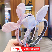 Childrens Korean cartoon Wave point butterfly knot hair stirrup to prepare cute rabbit ears Broken Hair card Girls head hoop
