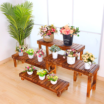 Solid wood fleshy flower rack Multi-storey balcony outdoor anti-corrosion wood flower rack Courtyard outdoor stepped flower stool flower pot rack