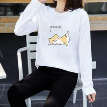 Spring and autumn junior high school high school students wild casual t-shirt long sleeve base shirt girls Korean loose 2021 new