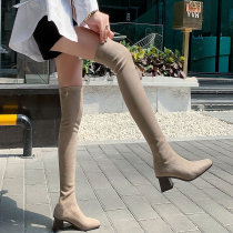 2022 autumn winter new womens shoes square head coarse heel heels with knee length boots Slim Long Cylinder Boots Slim Boots Slim