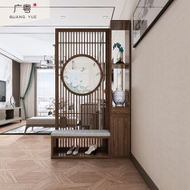 Modern minimalist New Chinese solid wood home living room partition screen decoration Xuanguan Shoe cabinet locker cloth art seat screen