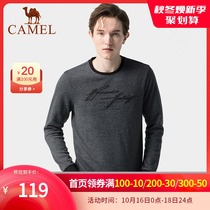 Camel mens autumn and winter New Youth fashion solid color round neck sleeve letter casual long sleeve sweater men