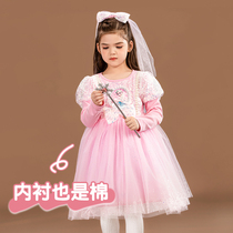 Princess Elsa dress girl autumn dress long-sleeved sweet princess skirt birthday dress tarnit skirt