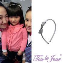 Toulejour Boutique Childrens accessories shiny exquisite small silver double petal bow handmade headband headband