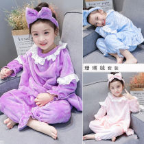 Girls suit 2020 autumn and winter new childrens home clothes baby pajamas Childrens flannel long-sleeved princess suit