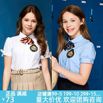 Eaton Gide school uniform shirt British childrens clothing summer girls short sleeve shirt children White shirt 09C226