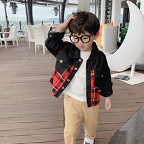 Monee Boys 2021 Spring and Autumn New Denim Jacket Korean Style Foreign Style Childrens Casual Plaid Jacket for Children