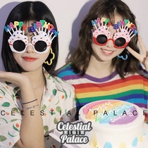 Sand Sculpture for Blame Pink Blue Gold Glasses Trampoline Party Birthday Party Toy Personality Creative Photo props Pink