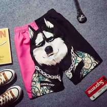 Tide brand summer quick dry beach pants loose and leisure shorts men wear big pants and big yards printed five pants