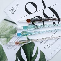 Together with the crystal pen color ink test color gourd tip glass dip pen Peacock series creative retro dip pen